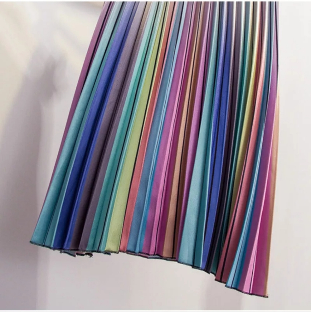 Maxi pleated rainbow skirt
